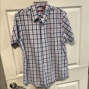 Izod Blue and White Casual Button Down Shirt